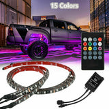 CAR Car Under glow Lights, Underbody System Neon Strip Lights Kit, 15 Color Neon Accent Lights Strip, Wireless Remote Control 48 LEDs