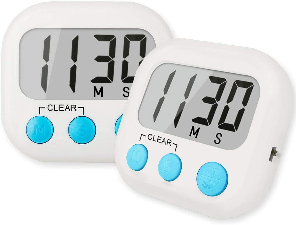  6 Pack Digital Kitchen Timer for Teacher Classroom Small Timers  for Kids Magnetic Back Stand ON/Off Switch White and Blue : Home & Kitchen