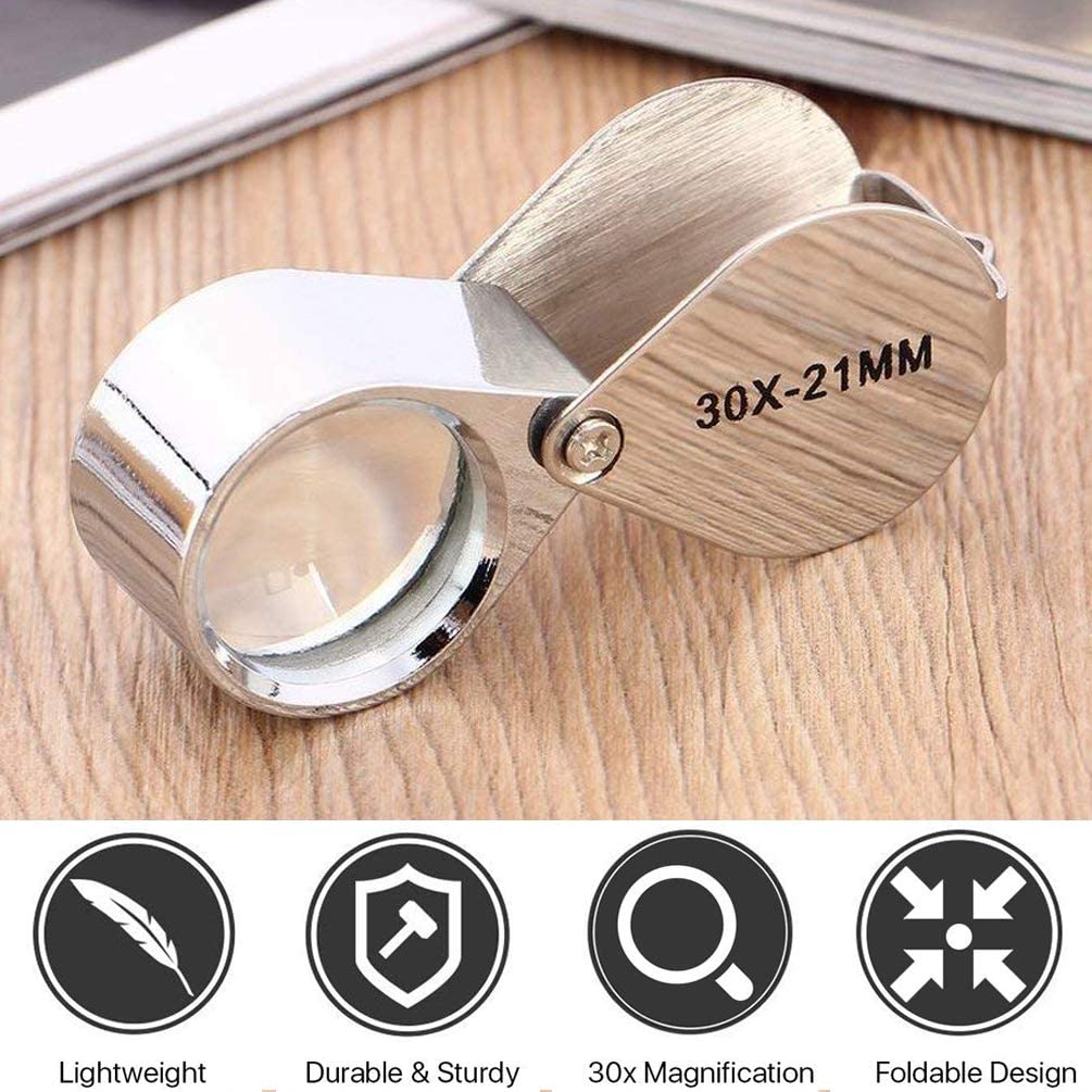 Portable 30X Power 21Mm Jewelers Magnifier Foldable Gold Eye Loupe
